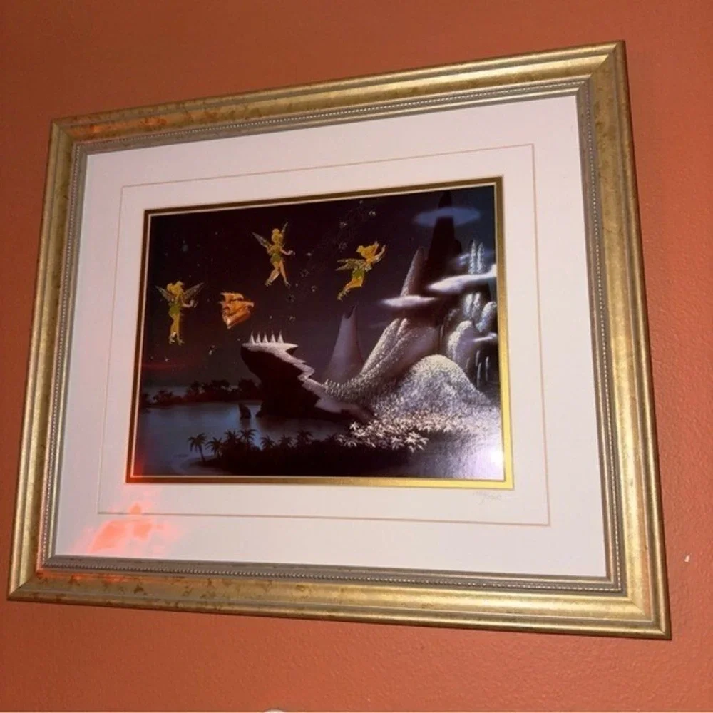 Disney Tinkerbell Framed Peter Pan Wall Art Night Flight Artwork Limited Edition